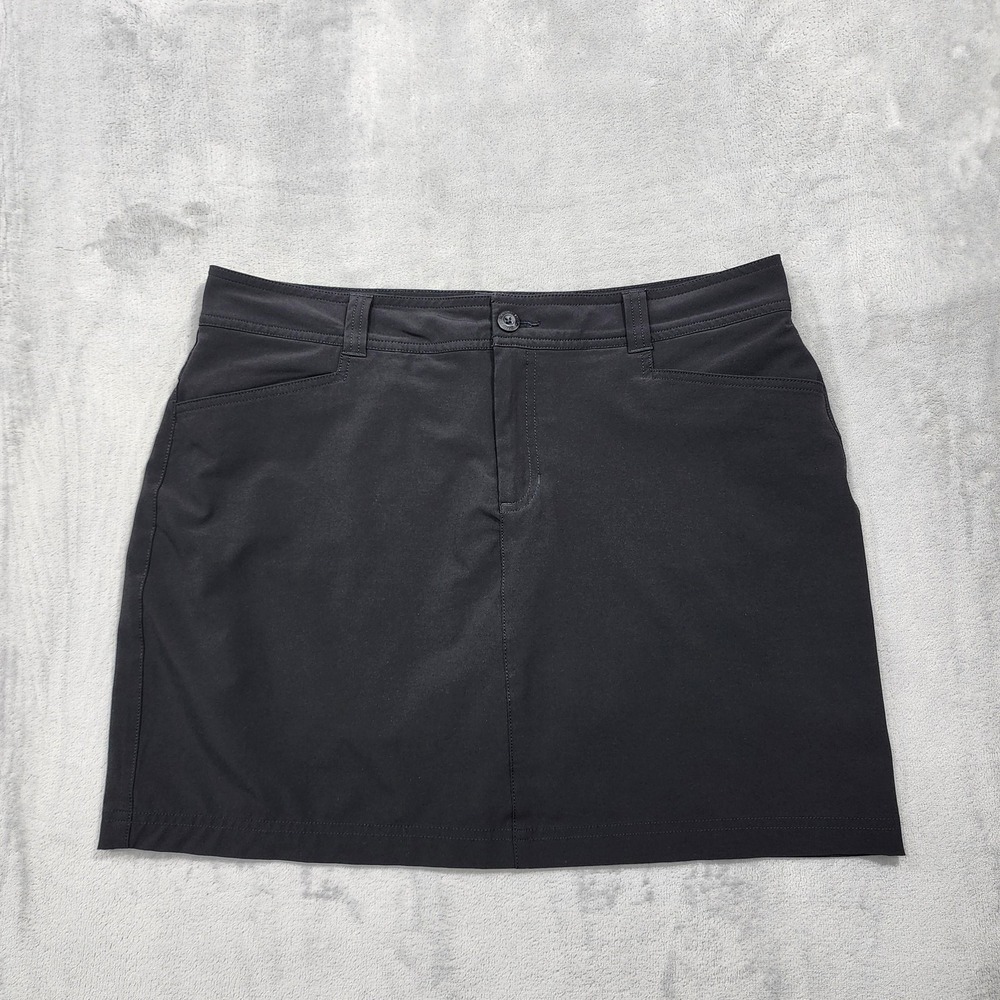Eddie Bauer Skort Womens 12 Black Athletic Stretch Lined Pockets Hiking Walking